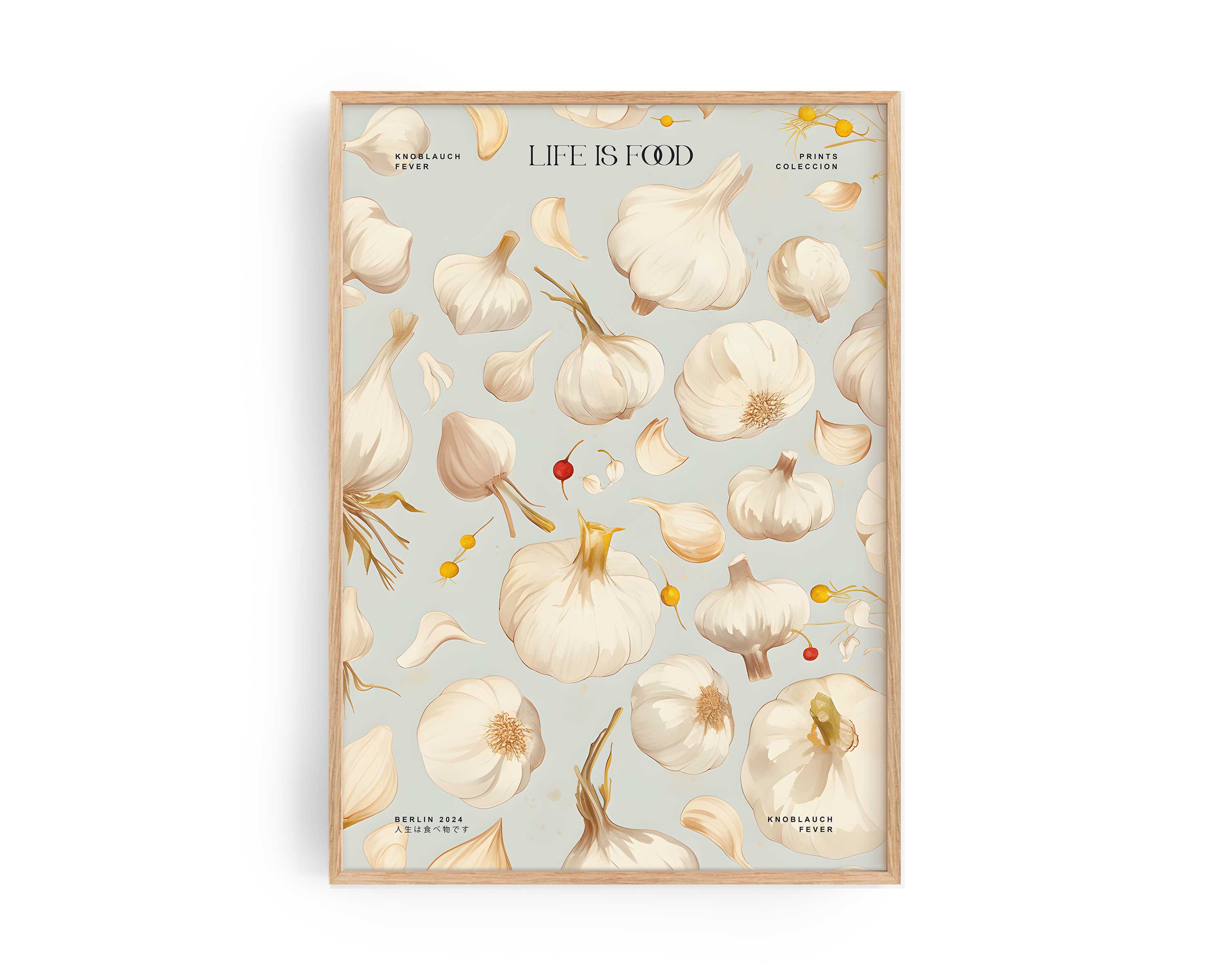Knoblauch Fever Poster – garlic kitchen wall art by Ohne Rotkohl Berlin