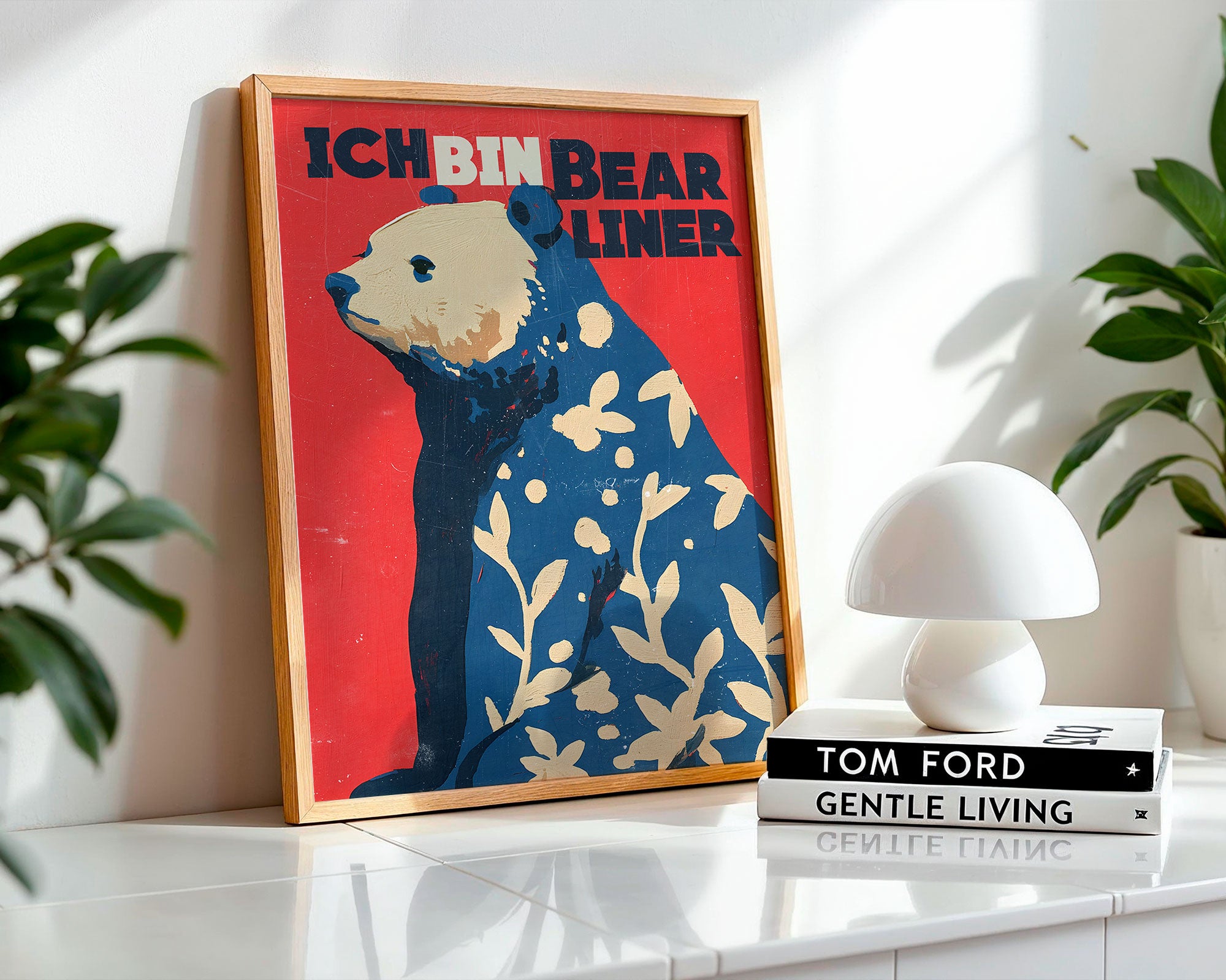 Ick Bin Bearliner Poster on white wall – bold Berlin graphic art print