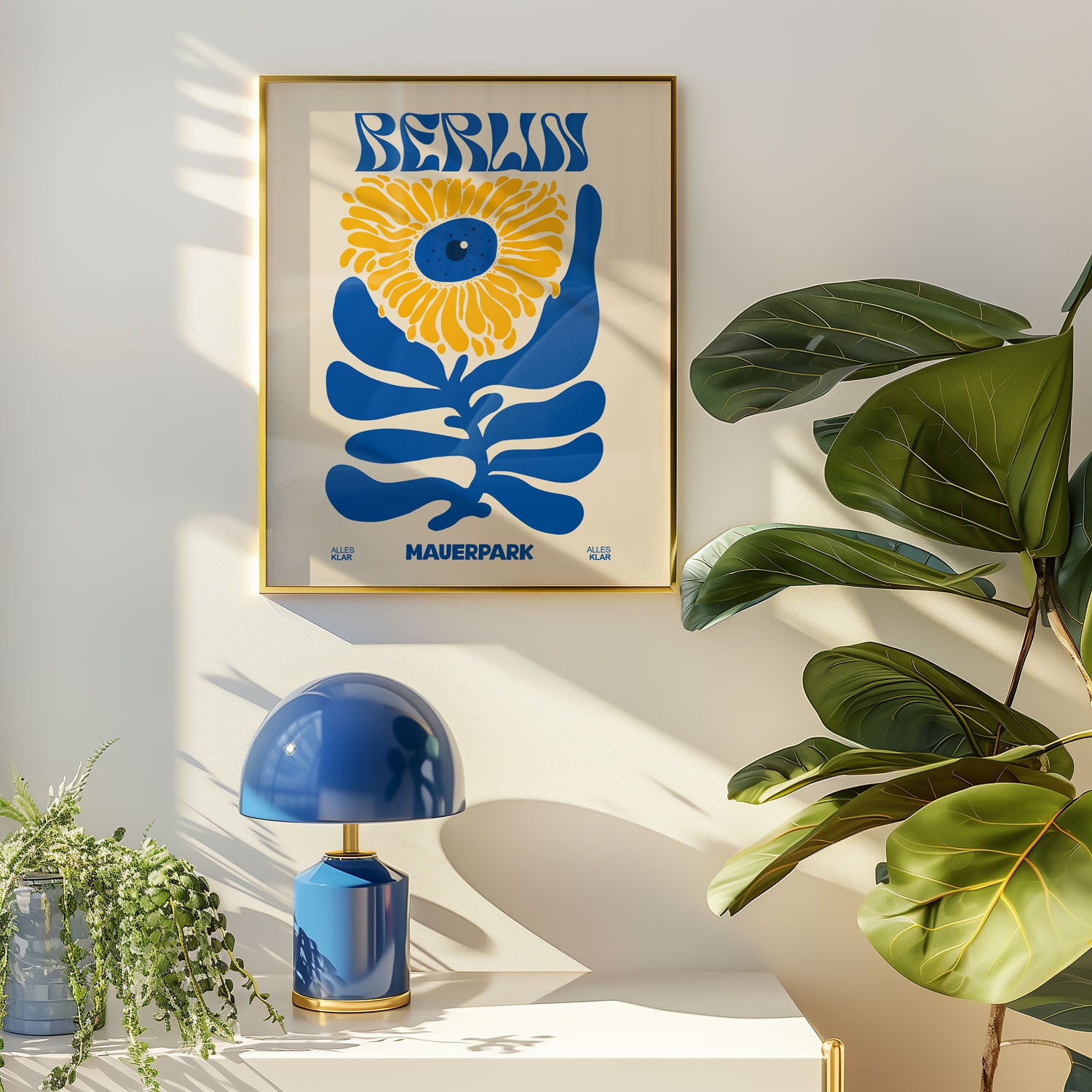 Berlin Flower Poster on white wall – original botanical Berlin print