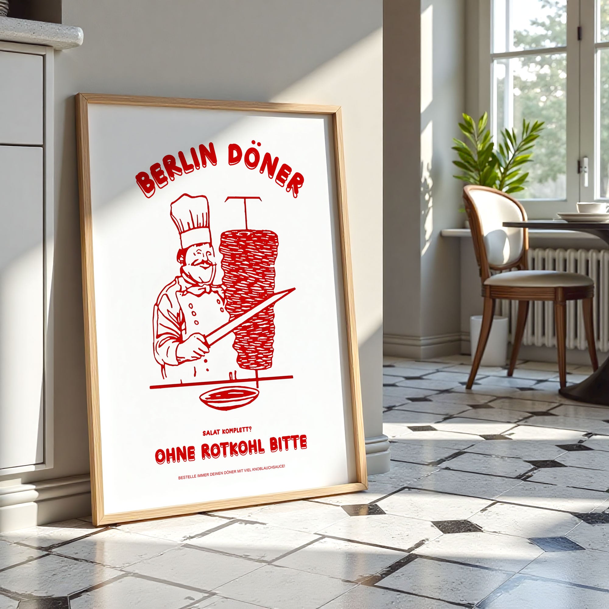 Döner Poster framed – Berlin street food art print by Ohne Rotkohl