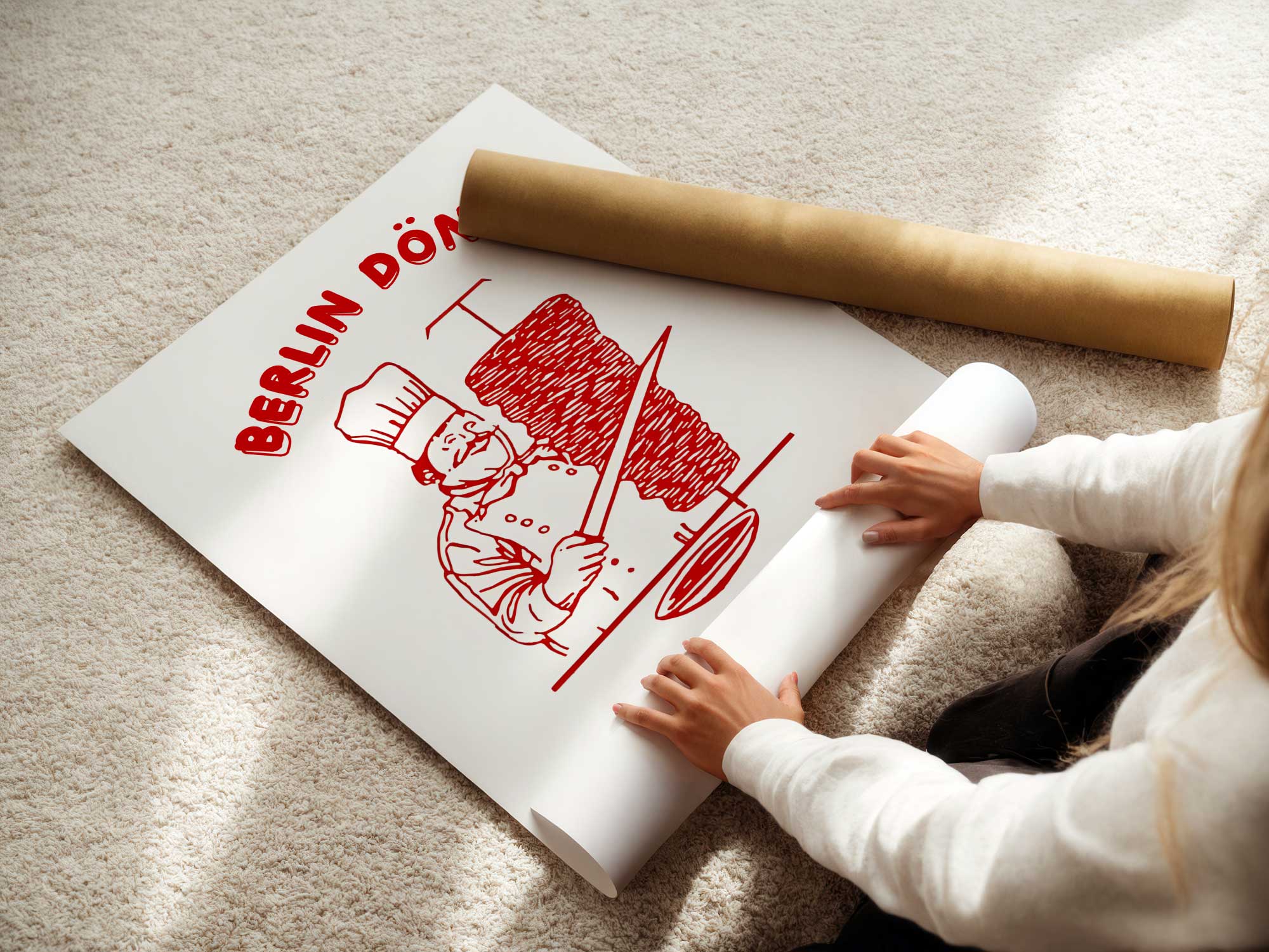Döner Poster detail – bold red typography, premium paper print made in Berlin