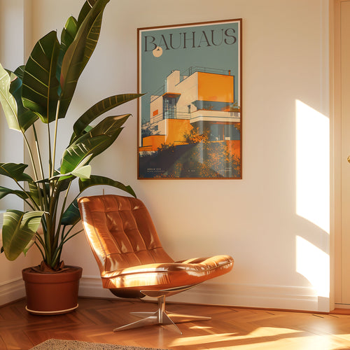 Bauhaus Gebäude Poster als Wandbild, gerahmt