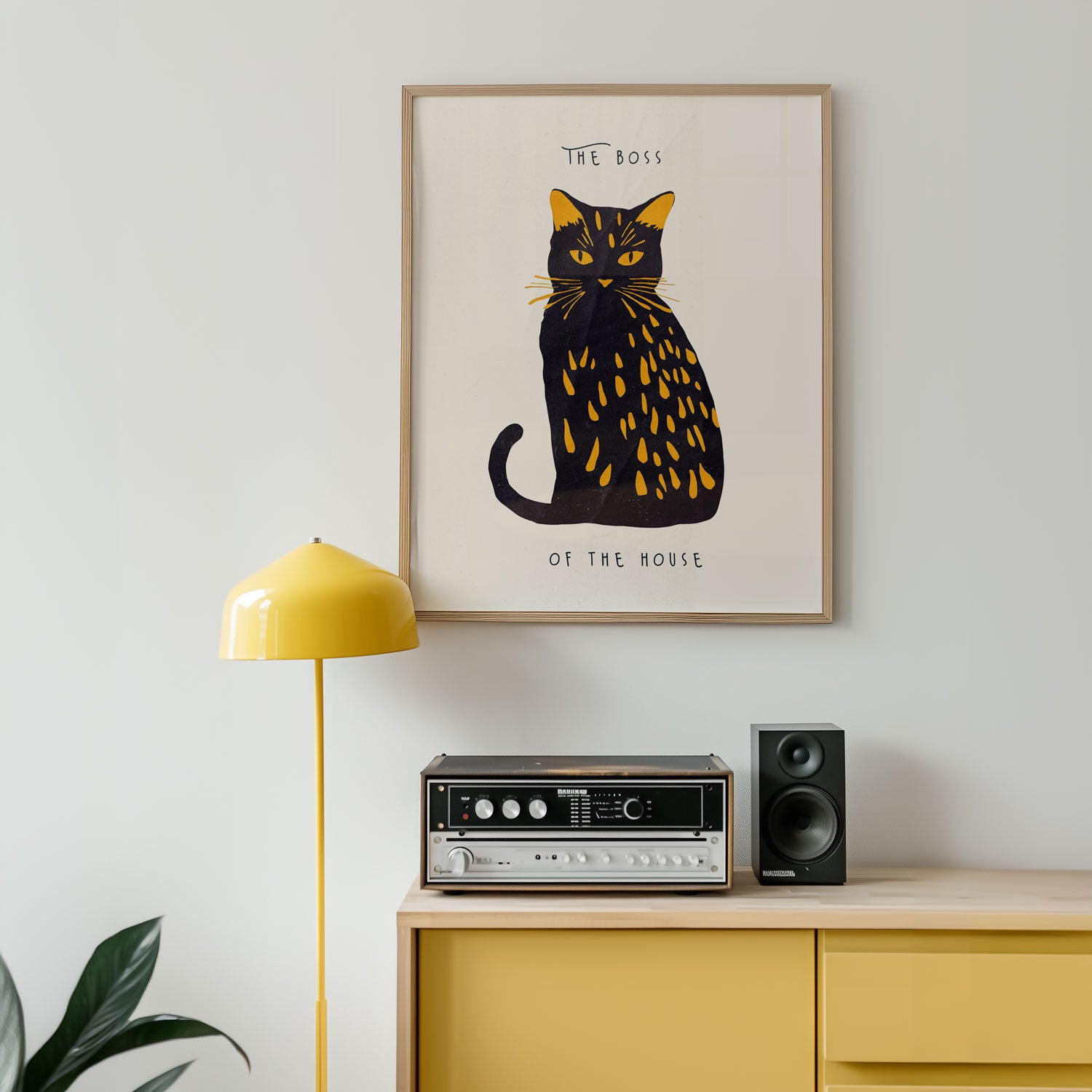 Boss of the House Poster framed – bold graphic cat art print from Berlin
