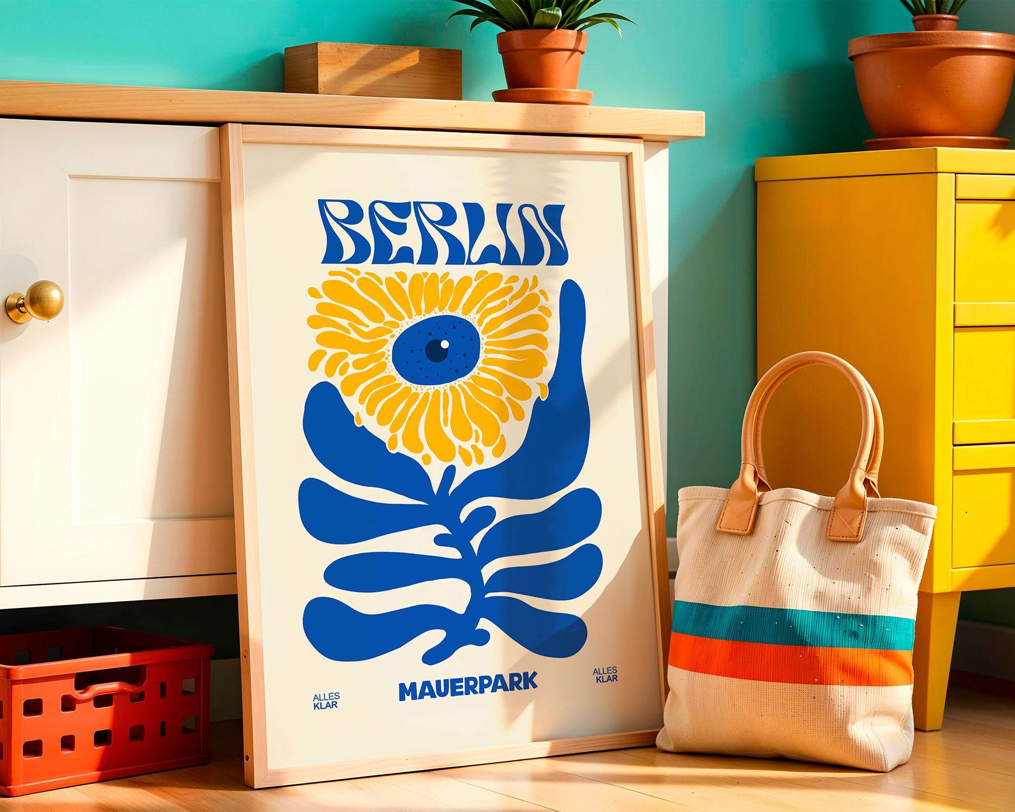 Berlin Flower Poster framed – graphic floral art print from Berlin