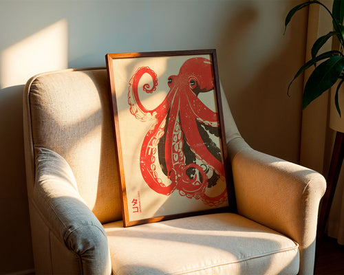 Oktopus Poster als Wandbild, gerahmt