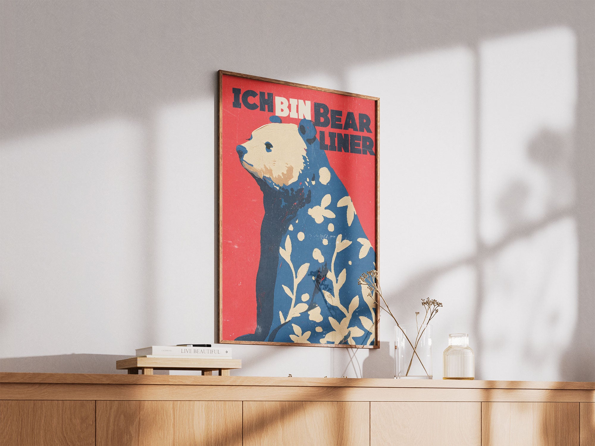 Ick Bin Bearliner Poster framed – original Berlin bear typography wall art