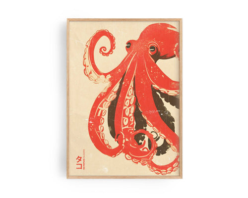 Oktopus Poster, Original Kunstdruck von Ohne Rotkohl aus Berlin