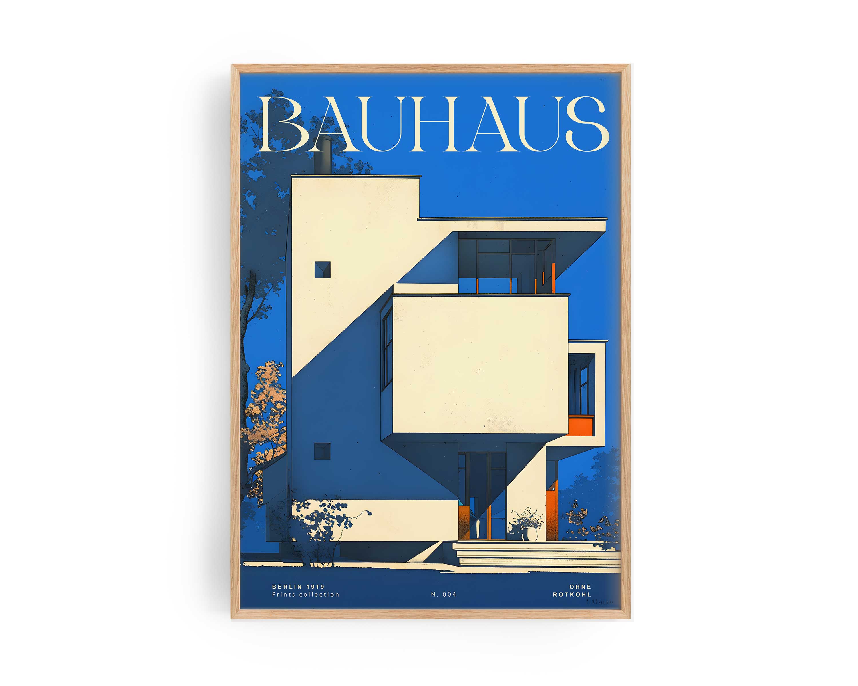 Blaues Bauhaus Poster – Geometrisches Wandbild im modernen Stil