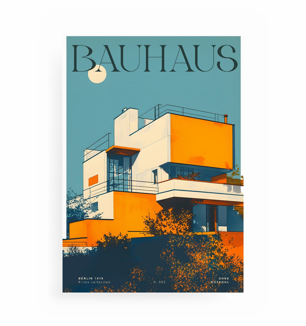 BALANCE BAUHAUS GEBÄUDE, Kunstdruck ohne Rahmen von Ohne Rotkohl