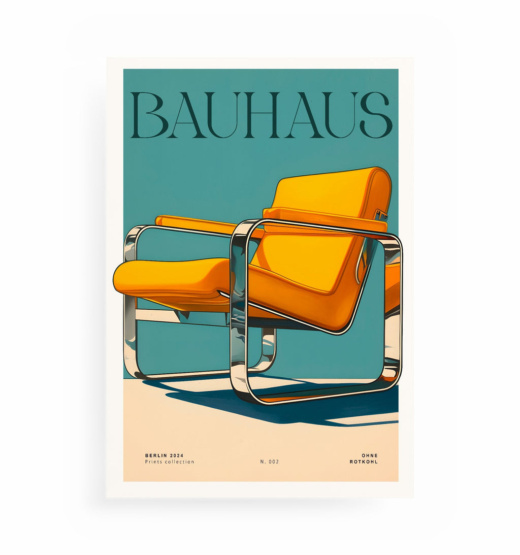 BLAUER BAUHAUS-STUHL POSTER, Kunstdruck ohne Rahmen von Ohne Rotkohl