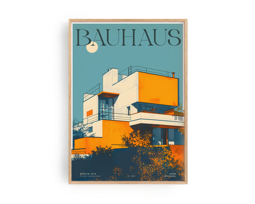 Bauhaus Gebäude Poster, Original Kunstdruck von Ohne Rotkohl aus Berlin