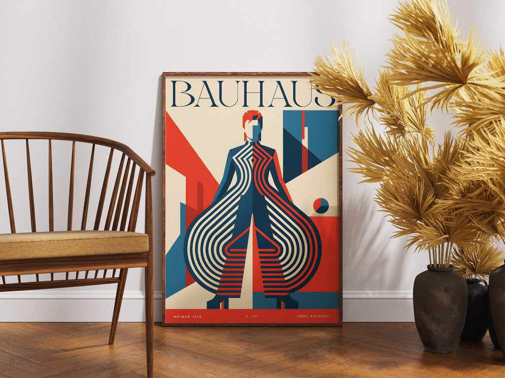 David Bowie Bauhaus Dress Poster mockup – iconic Ziggy Stardust Bauhaus fashion art print from Berlin