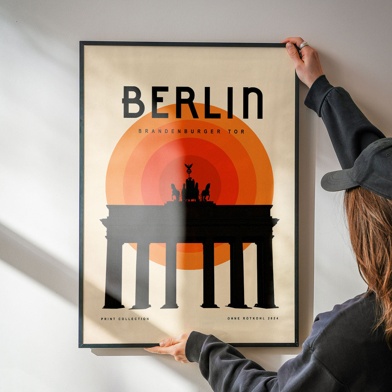 Brandenburg Gate Poster on white wall – bold graphic Berlin print