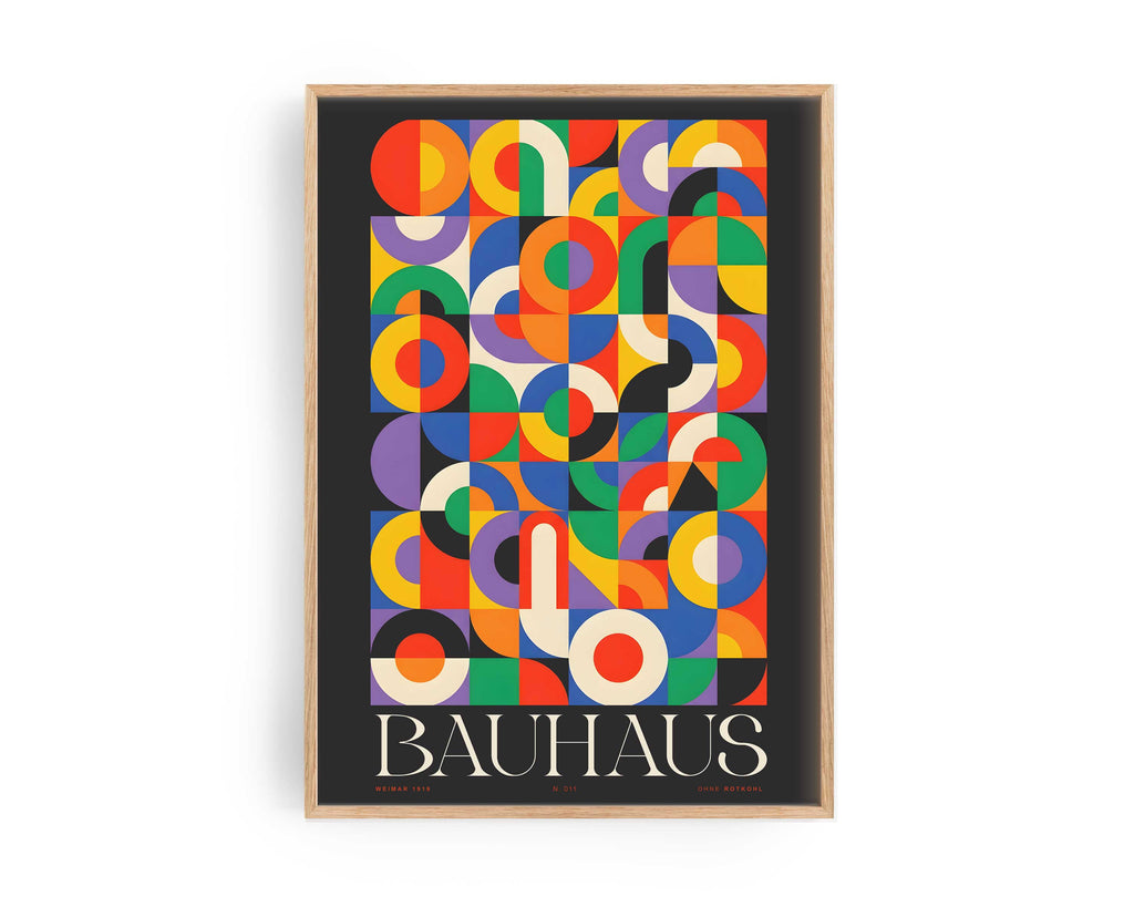 Buntes Bauhaus Poster, Original Kunstdruck von Ohne Rotkohl aus Berlin