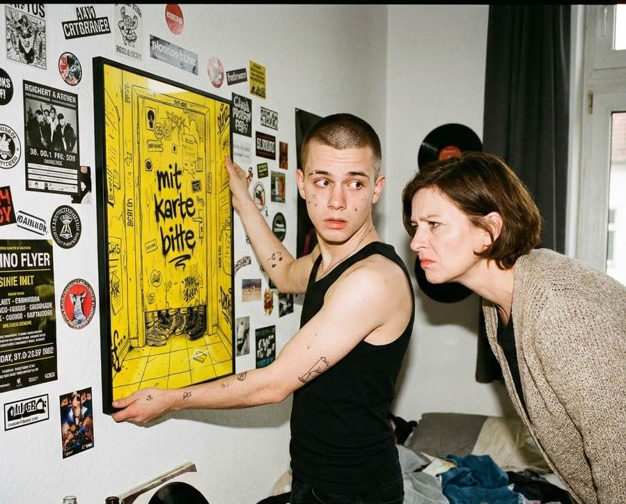 Mit Karte Bitte Poster als Wandbild, gerahmt