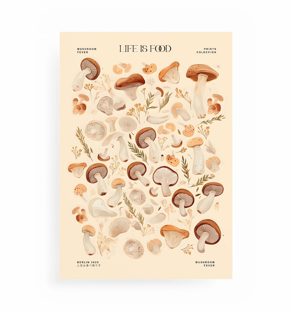 MUSHROOM FEVER POSTER, Kunstdruck ohne Rahmen von Ohne Rotkohl