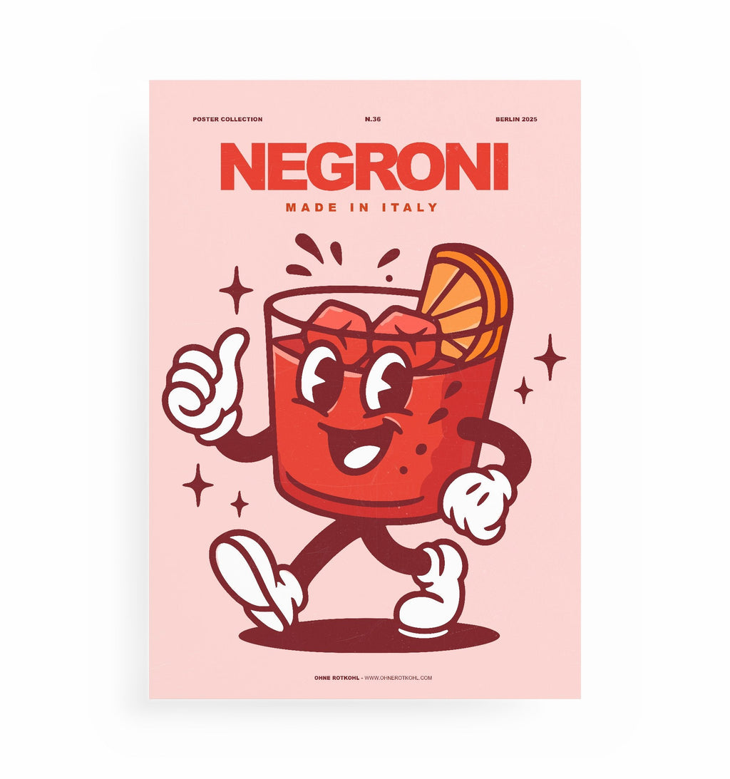 NEGRONI POSTER, Kunstdruck ohne Rahmen von Ohne Rotkohl