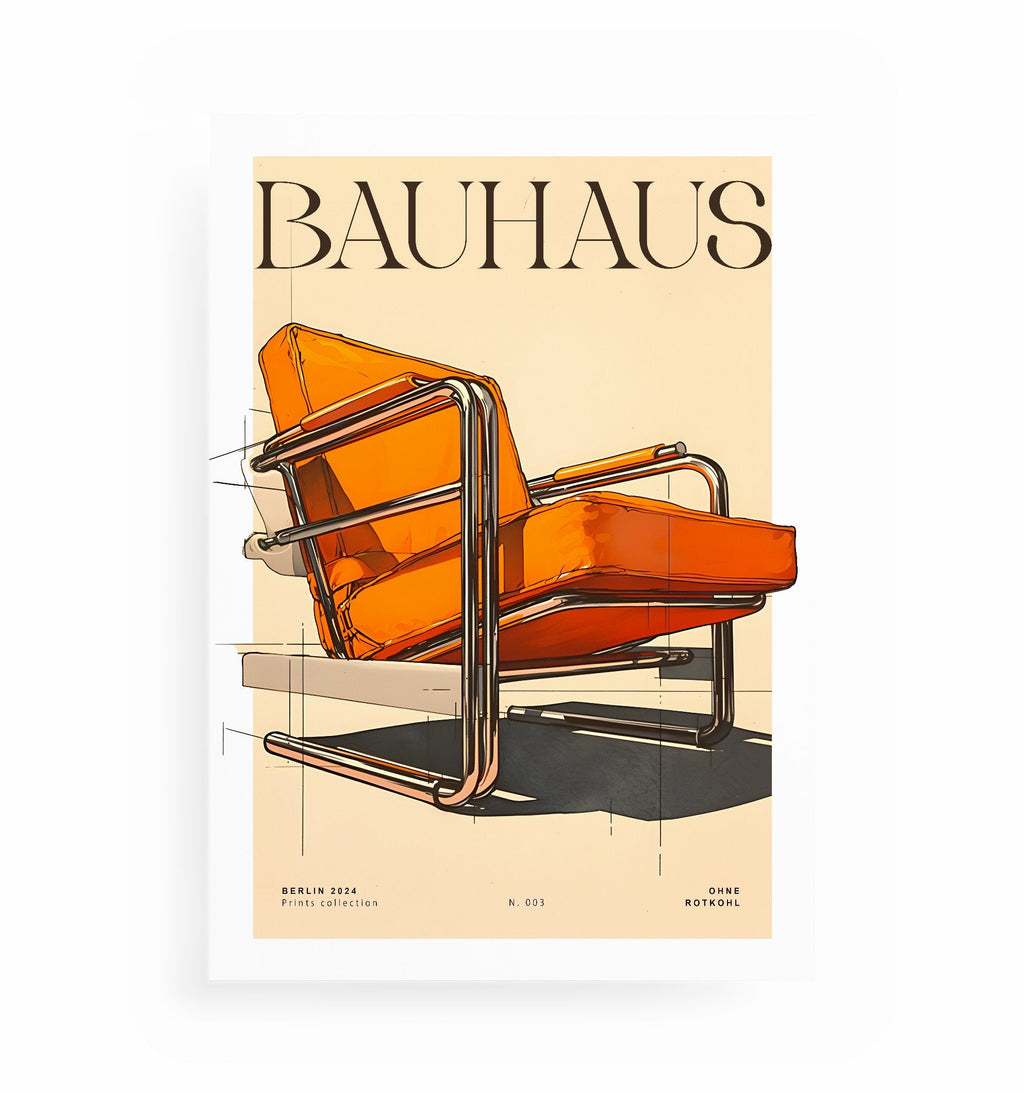 ORANGER BAUHAUS POSTER, Kunstdruck ohne Rahmen von Ohne Rotkohl