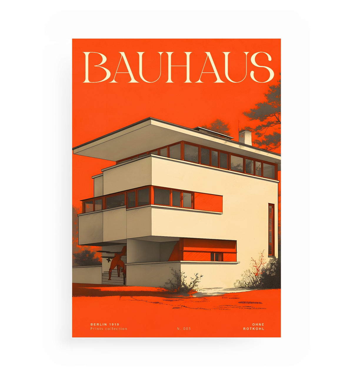 ORANGES BAUHAUS POSTER, Kunstdruck ohne Rahmen von Ohne Rotkohl