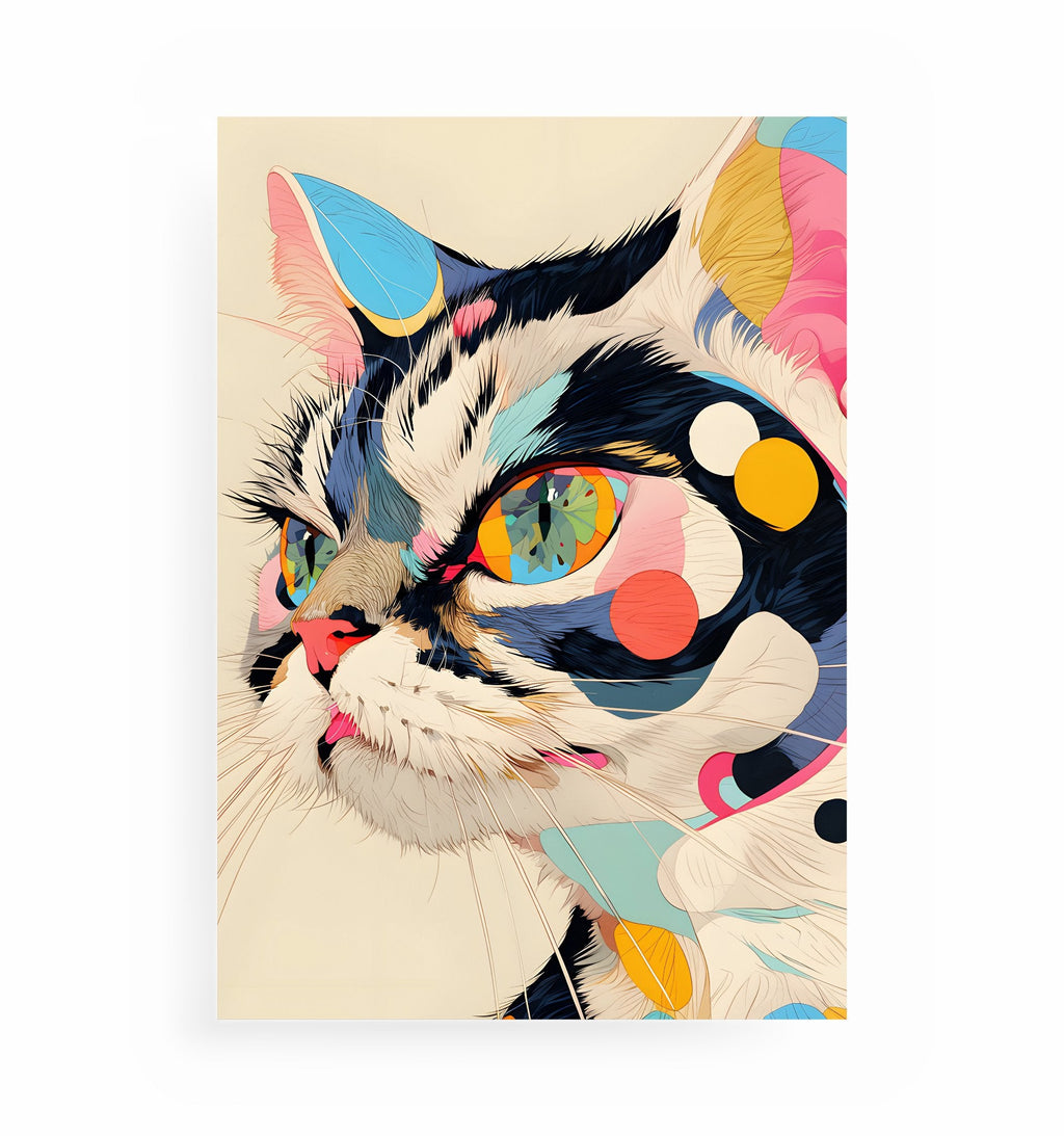PSYCHEDELISCHES KATZEN POSTER, Kunstdruck ohne Rahmen von Ohne Rotkohl