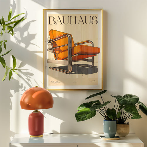 Bauhaus Stuhl Poster als Wandbild, gerahmt