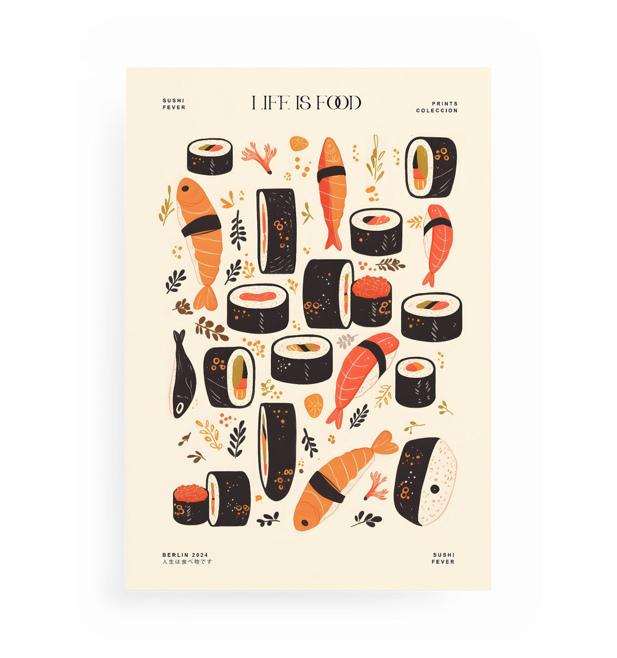 Sushi-Poster, Kunstdruck ohne Rahmen von Ohne Rotkohl