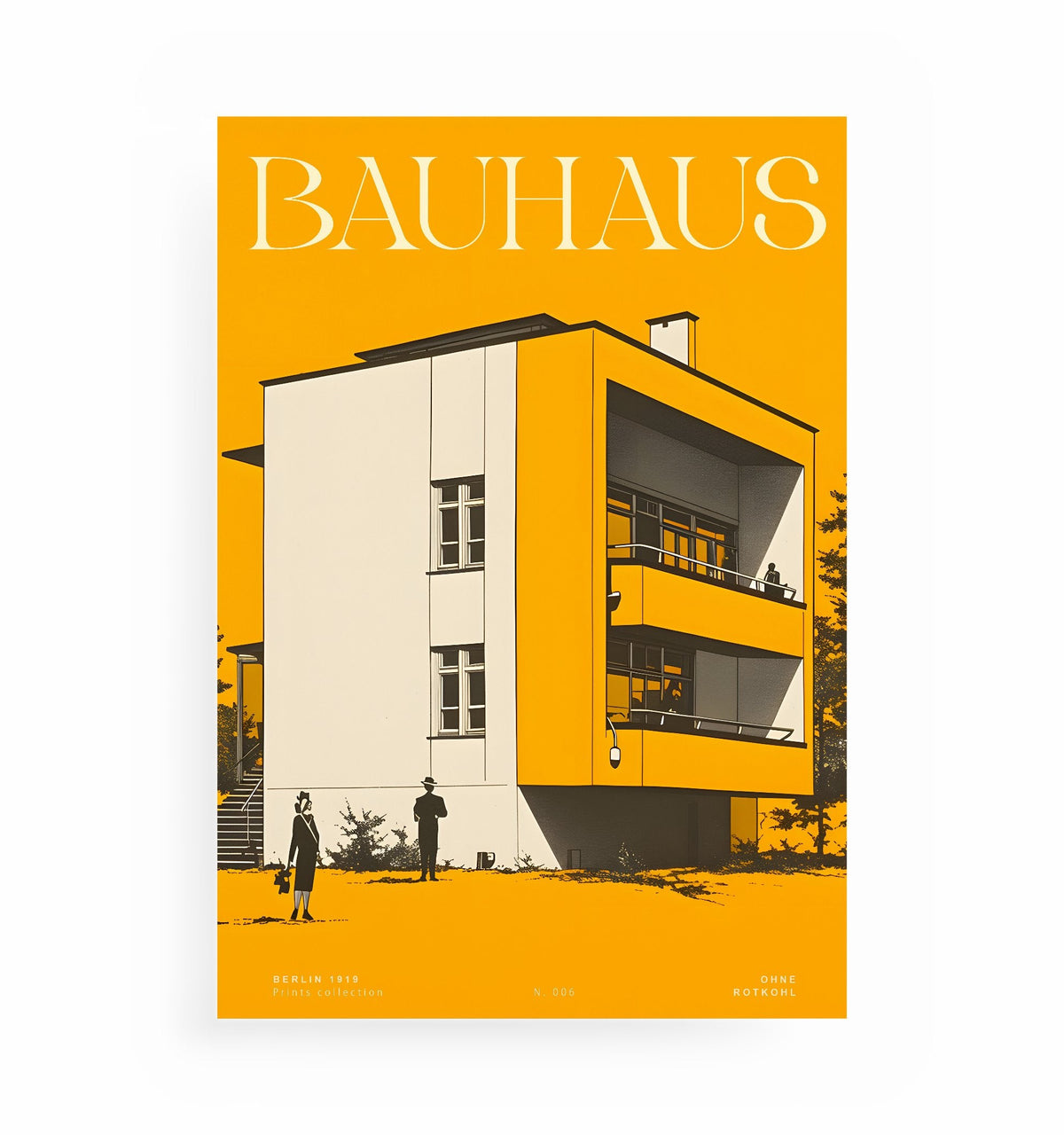 GELBES BAUHAUS POSTER, Kunstdruck ohne Rahmen von Ohne Rotkohl